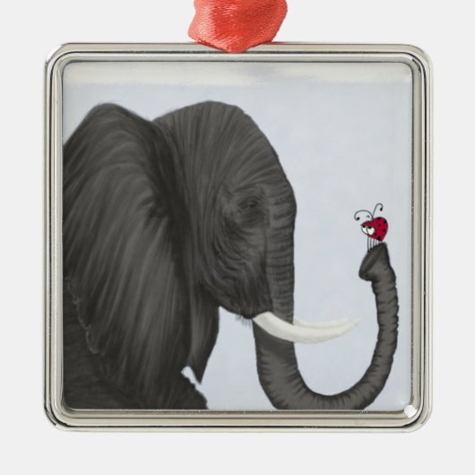 Adorable Elephant und Niedliche Ladybug Ornament Aus Metall (Vorne)