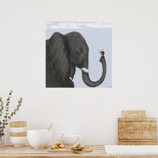 Adorable Elephant und Niedliche Ladybug Poster (Küche)