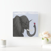 Adorable Elephant und Niedliche Ladybug Quadratische Wanduhr (Zuhause)