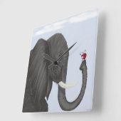 Adorable Elephant und Niedliche Ladybug Quadratische Wanduhr (Winkel)