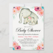 Adorable Elephants Girl Baby Dusche Einladung (Vorderseite)