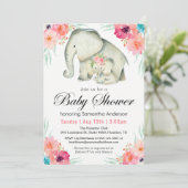 Adorable Elephants Girl Baby Dusche Einladung (Stehend Vorderseite)
