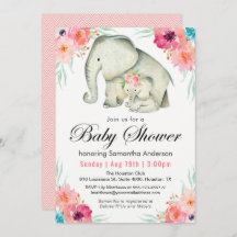 Adorable Elephants Girl Baby Dusche