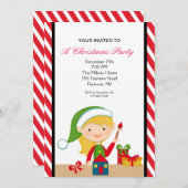 Adorable Elf arbeitet in Workshop Party Einladung (Vorne/Hinten)