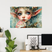 Adorable Elf mit Kuchen Poster (Heimbüro)