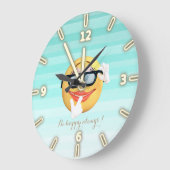 Adorable  Emoji Face-Be happy always Große Wanduhr (Winkel)