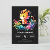 Adorable Enchanted Tiger Geburtstag Einladung (Stehend Vorderseite)