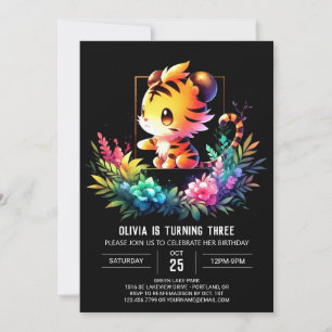 Adorable Enchanted Tiger Geburtstag Einladung
