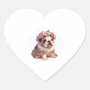 Adorable English Bulldog Classic T - Shirt (6) Herz-Aufkleber