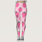 Adorable Erdbeere l Rosa und grüne l Fun Design Leggings (Vorderseite)