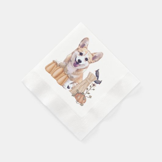 Adorable Erntedank Corgi Serviette (Ecke)