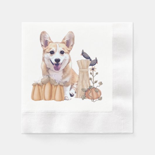 Adorable Erntedank Corgi Serviette (Vorderseite)