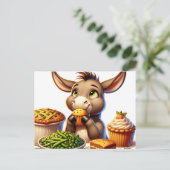 Adorable Erntedank Donkey Postkarte (Stehend Vorderseite)