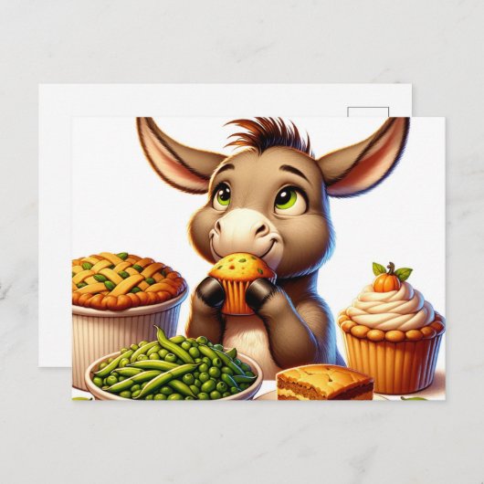 Adorable Erntedank Donkey Postkarte (Vorne/Hinten)