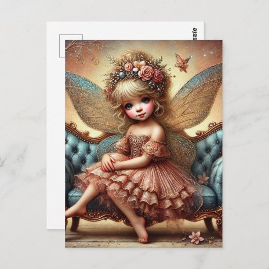 Adorable Faible in einem rosa Kleid auf einem Vint Postkarte (Vorne/Hinten)