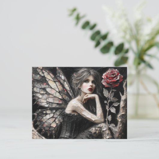 Adorable Fairy gelangweilt auf einem Zweig Postkarte (Stehend Vorderseite)