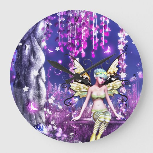 Adorable Fairy Große Wanduhr (Vorderseite)