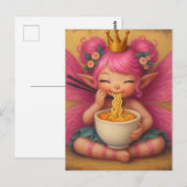 Adorable Fairy mit rosa Haar essen Ramen Postkarte (Vorne/Hinten)