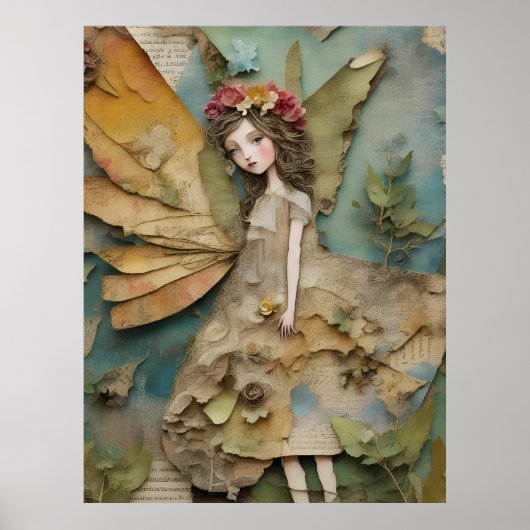 Adorable Fairy Mixed Media Collage Poster (Vorne)