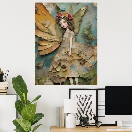 Adorable Fairy Mixed Media Collage Poster (Heimbüro)