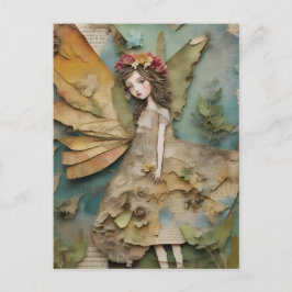 Adorable Fairy Mixed Media Collage Postkarte