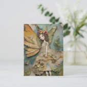 Adorable Fairy Mixed Media Collage Postkarte (Stehend Vorderseite)