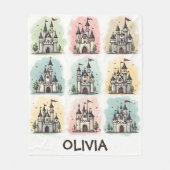 Adorable Fairy Tale Burg Doodles Fleecedecke (Vorderseite)