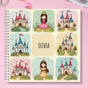 Adorable Fairy Tale Burg & Princess Doodles Notizblock