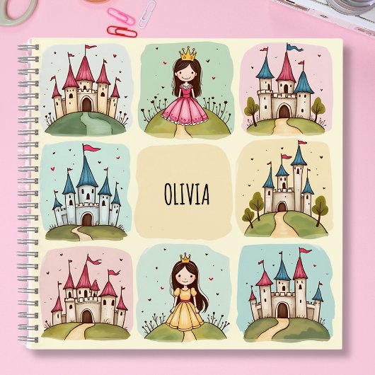 Adorable Fairy Tale Burg & Princess Doodles Notizblock