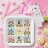 Adorable Fairy Tale Burg & Princess Doodles Pappteller (Party)