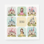 Adorable Fairy Tale Burg & Princess Doodles Serviette (Vorderseite)