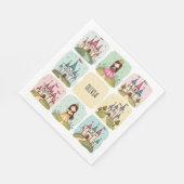 Adorable Fairy Tale Burg & Princess Doodles Serviette (Ecke)