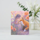 Adorable Fairy und ein Roter Fuchs Postkarte (Stehend Vorderseite)