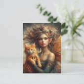 Adorable Fairy und ihre Ginger Kitten Postkarte (Stehend Vorderseite)