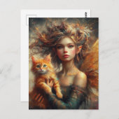 Adorable Fairy und ihre Ginger Kitten Postkarte (Vorne/Hinten)