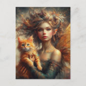 Adorable Fairy und ihre Ginger Kitten Postkarte (Vorderseite)