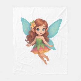 Adorable Fairy with Colorful Wings and Dress Fleecedecke
