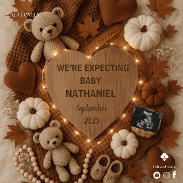 Adorable fall autumn bears pregnancy announcement einladung