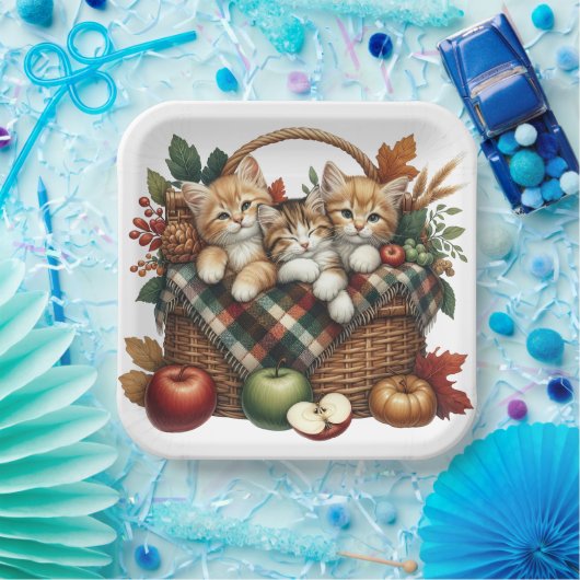 ADORABLE FALL AUTUMN THEMED KITTEN & KATZEN PAPPTELLER (Party)