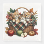 ADORABLE FALL AUTUMN THEMED KITTEN & KATZEN SERVIETTE (Vorderseite)