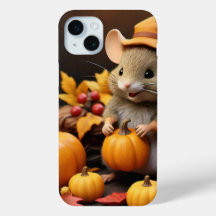 Adorable Fall Maus mit Pumpkins IPhone 15 Fall