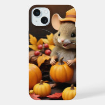 Adorable Fall Maus mit Pumpkins IPhone 15 Fall