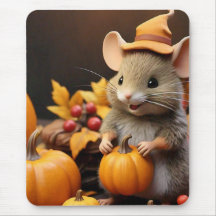 Adorable Fall Maus mit Pumpkins Maus Pad