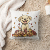 Adorable Fall Puppy Playing Kissen (Decke)