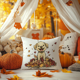 Adorable Fall Puppy Playing Kissen