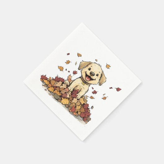 Adorable Fall Puppy Playing Serviette (Ecke)