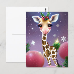 Adorable Fantasy Baby Giraffe mit Holly Postkarte