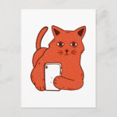 Adorable Fantasy Cat With a Cellphone Postkarte (Vorderseite)