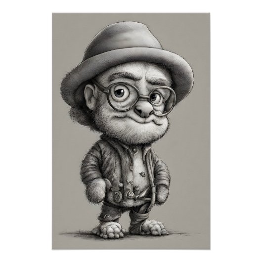 Adorable Fantasy Creature mit Jacket und Hut Poster (Vorderseite)