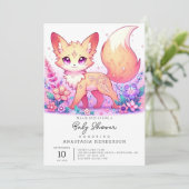 Adorable Fantasy Fox Babydusche Einladung (Stehend Vorderseite)